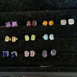 10 pairs of multi colored stud earrings